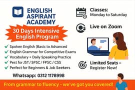 English Aspirant Academy Online Study Services– Zoom Classes- Good Pay