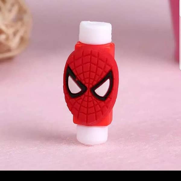 Spider-Man Face Cartoon Cable Protectors – Durable Silicone for Android, iPhone, and Headphones
