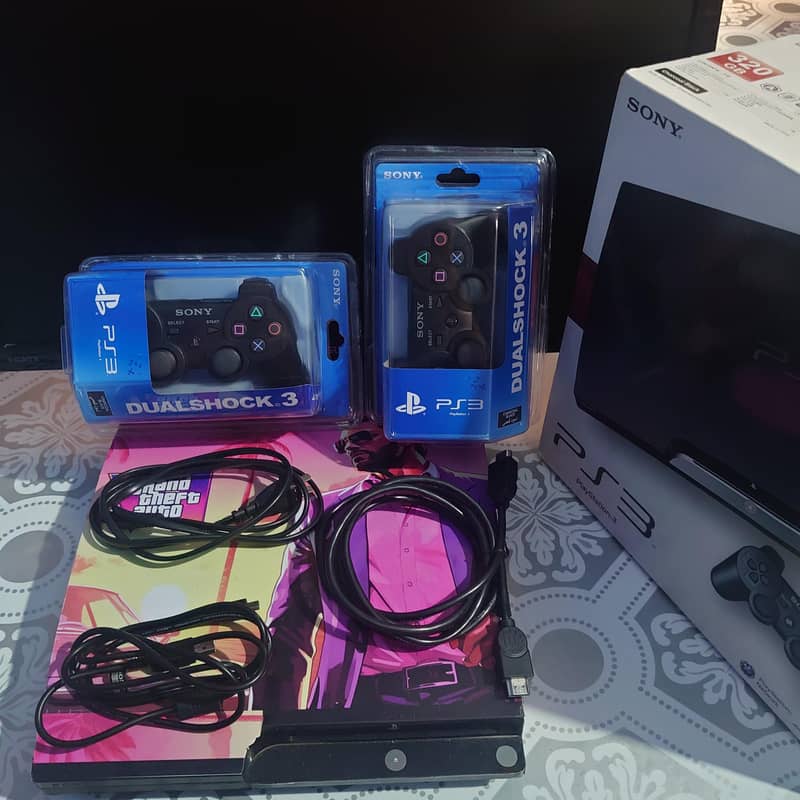 ps3 jailbreak with box + 2 wireless remote box pack 0