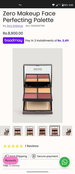zero makeup face perfecting pallette
