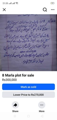 8 Marla plot sale near sabzi mandi kolo tarar road hafizabad