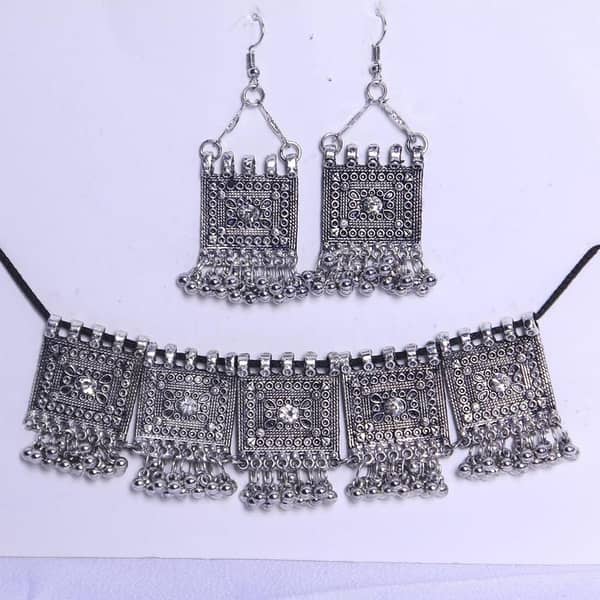 Antique Afghani Silver Choker with Golden Earrings for All Ages
