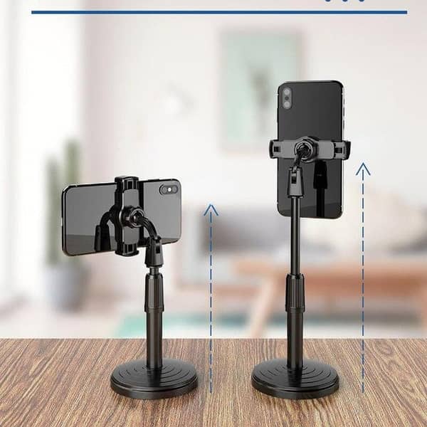 Retractable Mobile Phone Stand with Desk Clip for Live Broadcasting and More