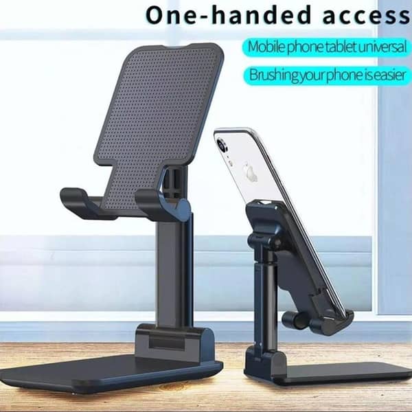 Adjustable Height and Angle Mobile Phone Holder, Portable and Stable Desk Stand for Smartphones