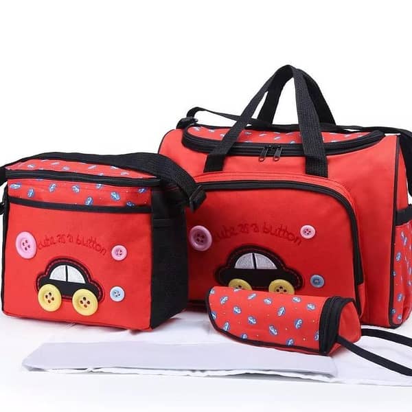4PCS Multifunctional Car Print Mother Diaper Bags Sets