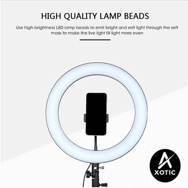 AXOTIC 36CM Ring Light With Phone Holders & 3 Shades of Colours For Video Making Selfie Ring Light Photography Dimmable Makeup 36cm Ring Light Video Live with Phone Holder and USB Plug