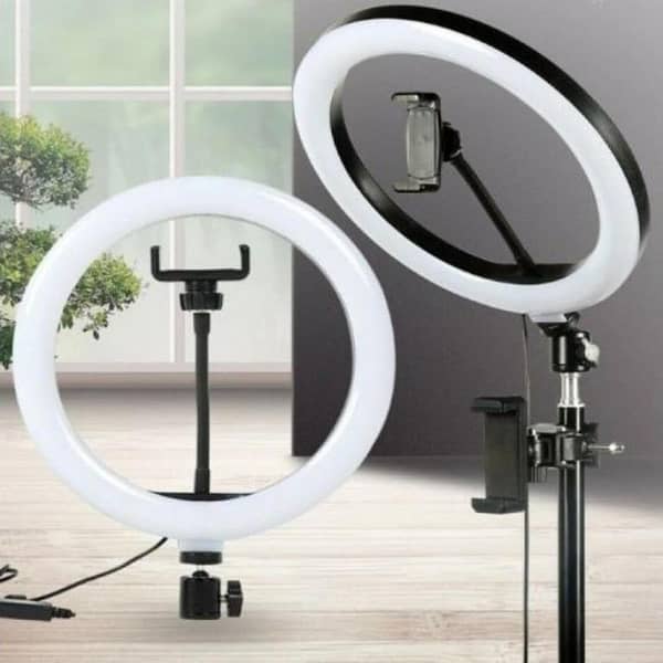 AXOTIC 10" / 26cm Ring Light With Phone Holder & 3 Shades of Colours Only Ring light For Video Making Selfie Ring Light Photography Dimmable Makeup 26cm Ring Light Video Live with Phone Holder USB Plug (NO STAND)