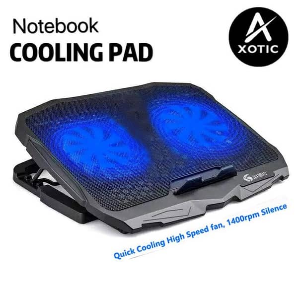 Turbo Cooling Pad for Laptops - Dual Fan Design, Fits 13-17 Inches