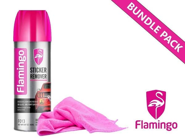 Flamingo 450ml Sticker Remover with Microfiber Cloth Bundle