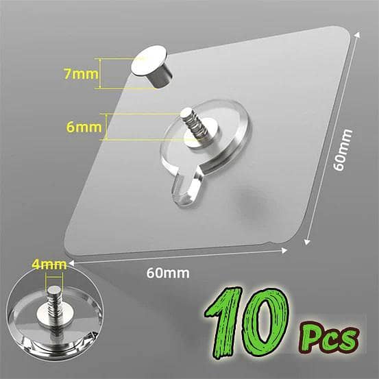 2/6pcs Transparent Strong Adhesive Wall Hooks for Hanging Kitchen and Bathroom Items