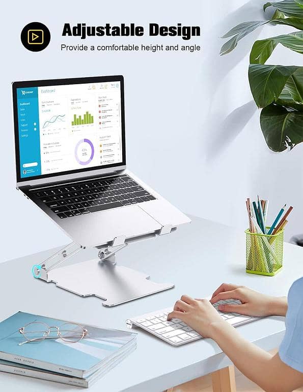 J24 Adjustable Laptop Stand with Fan Ergonimic Foldable Laptop Riser