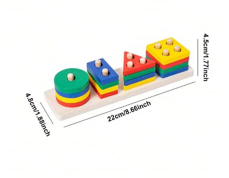 Lewo Wooden Puzzle Toddler Toys Shapes Sorter Preschool Geometric Blocks Stacking Games for Kids Geometric Shape Sorter Wooden Puzzles Teaching Geometric Shape Cognitive Matching Toys colorful