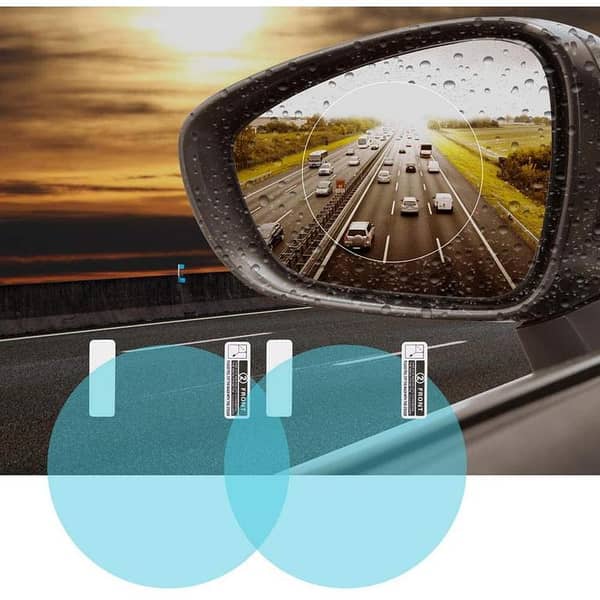 2 Pack Round Car Rearview Mirror Protective Film Waterproof Rainproof Clear Protective Film