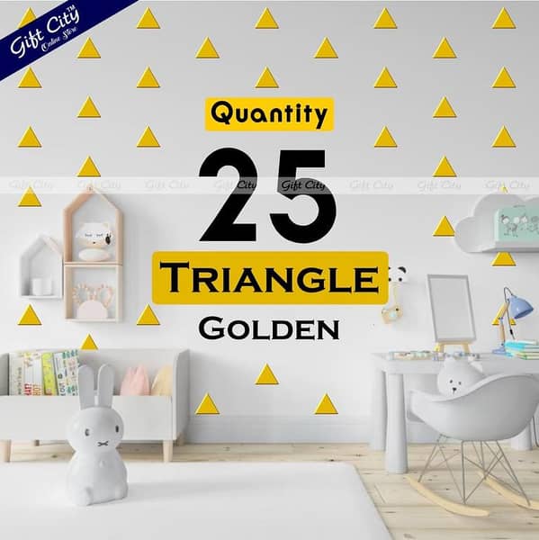 Gift City Triangle Dot Wall Stickers in Golden | Self-Adhesive Decor for Children's Rooms and More | Various Colors Available