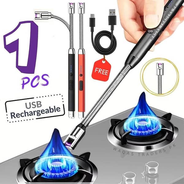 Rechargeable USB Electric Lighter - Long Neck Plasma Arc Lighter with LED Battery Indicator for Candles, BBQ and Camping