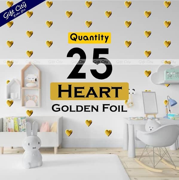 Gift City Golden Foil Heart Dots Wall Decals - Self-Adhesive DIY Decor for Bedrooms and Living Rooms in Various Colors