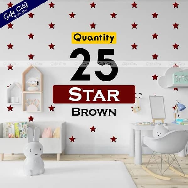 Gift City Brown Star Dots Wall Stickers for DIY Home Decor - Self-Adhesive for Bedrooms & Living Rooms in Multiple Colors