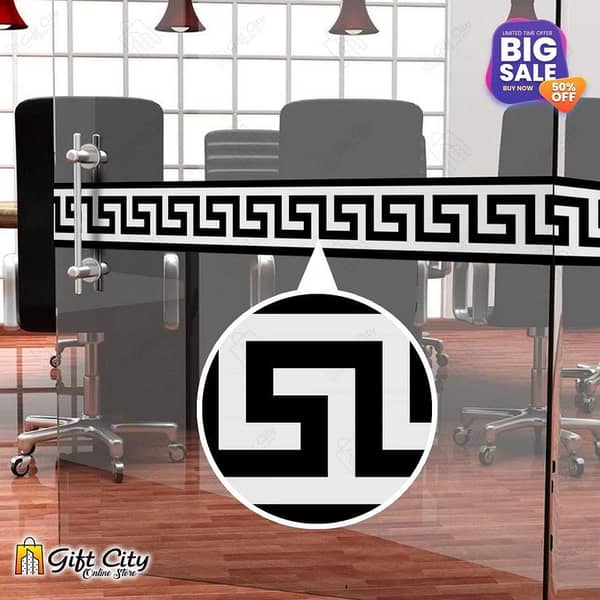 Gift City Black and White Pattern Self-Adhesive Border Tile Stickers - 24x7 cm for Bathroom and Kitchen Decoration (Multiple Quantities)
