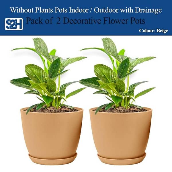 Shop2Home Extra Large Plant Pots - Set of 2 for Indoor and Outdoor Use with Drainage – Available in Various Colors for Cactus and Succulents