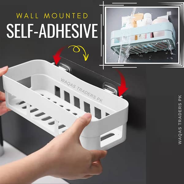 Adhesive Storage Rack Organizer for Bathroom and Kitchen Counter