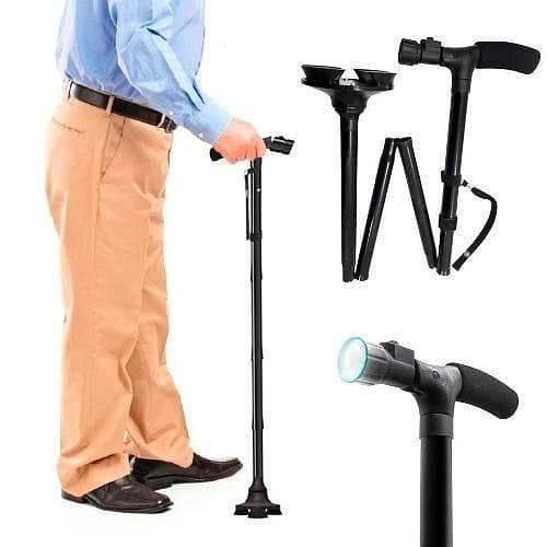 Adjustable Portable Folding Walking Stick with LED Light by Viral Fashion - Ideal for Seniors and Outdoor Activities