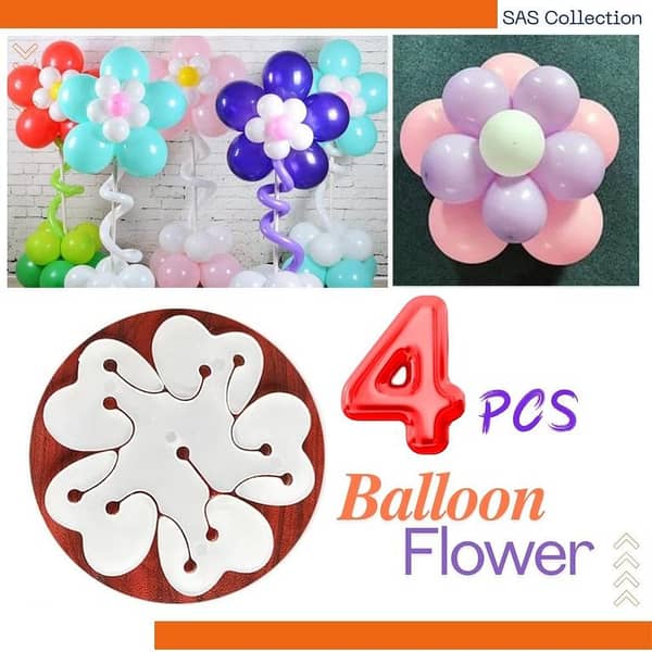 Flower-Shaped Balloon Clips for Birthday and Event Decorations - Pack of 10