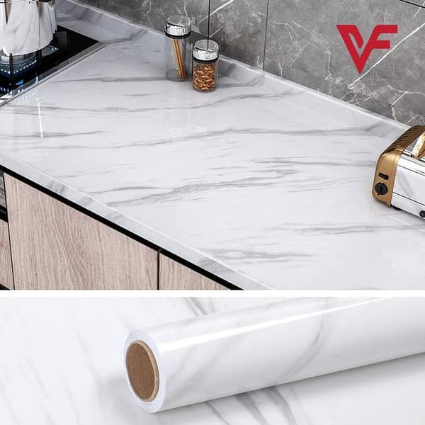 PVC Self-Adhesive Marble Design Furniture Stickers - 60x200 cm Vinyl Wallpaper for Cabinets