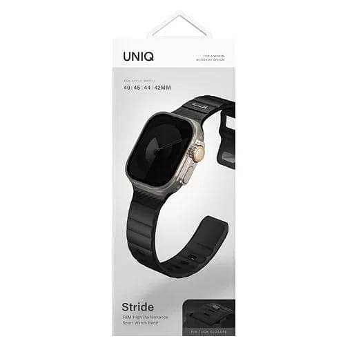 Uniq Stride FKM Tough Rubber Strap for Apple Watch – 49/45/44/42MM – Midnight Black