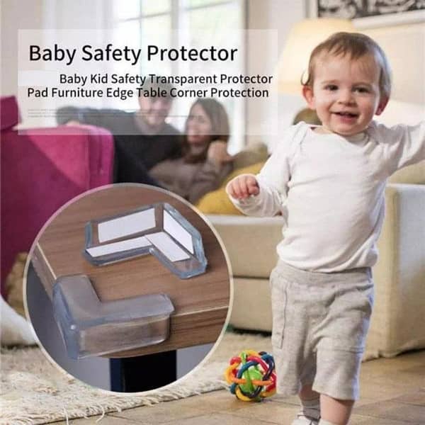 4 PCS L-Shaped Silicone Corner Protectors for Kids' Safety on Glass Tables and Furniture
