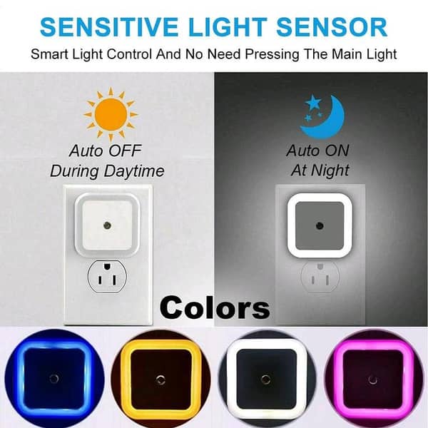 LED Night Light with Light Sensor - Mini Square Design for Energy Saving, Ideal for Bedrooms and Gift