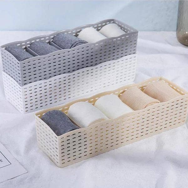 Online Karachi Socks Organizer 5 Grid Storage Basket/Storage Box,5 Grid Superposition Drawer Small Content Plastic Organize Box Underwear Socks Storage Box Storage Bins Fabric Storage Baskets Dresser Drawer Divider Organizer Basket Bins
