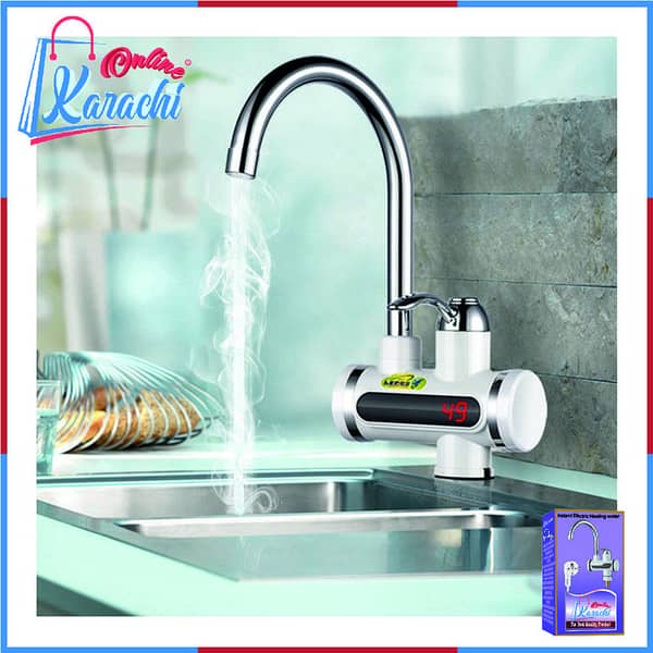Online Karachi - Electric Hot Water Tap Instant Heating Electric Water Heater Faucet, instant electric water heater tap, instant electric geyser, Water Tap, Water Heater, Shock Proof, Digital Display with Shower Head for kitchen and bathroom, Water Geezer