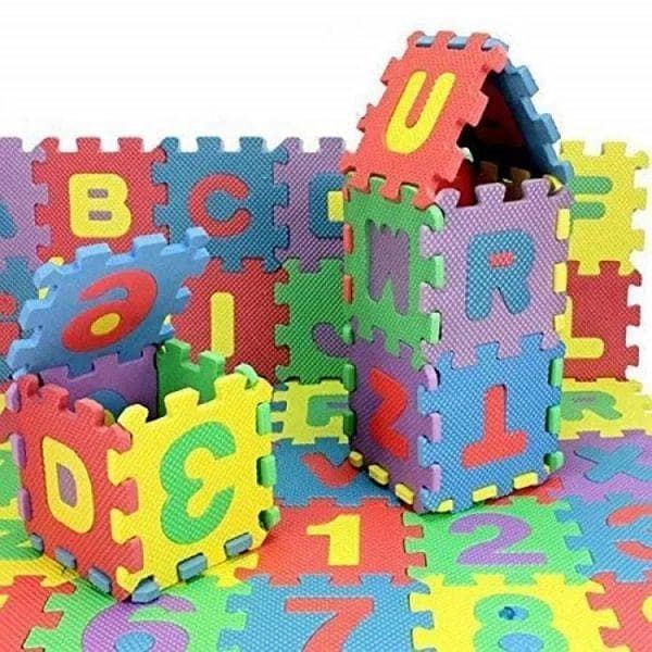 ABC Toy Block Mat Alphabets and Numbers Early Learning Toy Play Foam Puzzle Mat for Kids 36 Pieces 6cm x 6cm