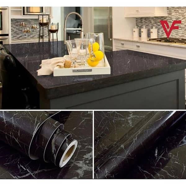 PVC Waterproof Self-Adhesive Wallpaper Sticker with Marble Texture Design - 45 cm x 2 Meter for Kitchen Cabinet and Furniture
