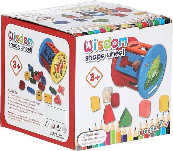 Wooden Wisdom Shape Wheel Set Box Set Of 13 Pieces For Kids - Multi Color