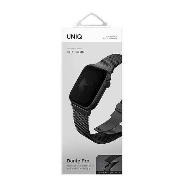 UNIQ Dante Pro Mesh Steel Strap for Apple Watch Series 1-10, SE/SE2 – Black (42/41/40MM)