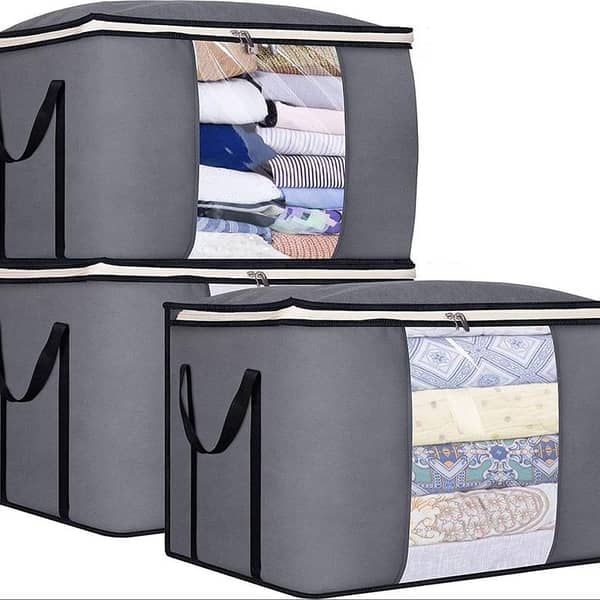 Shop2Home Large Organizer Bag (19 x 10 x 15 Inches) with Two-Way Zippers - Water-Resistant Storage Solution in High-Quality Non-Woven Fabric