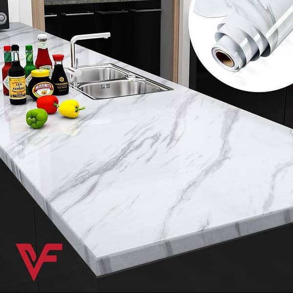 PVC Waterproof Marble Texture Self-Adhesive Wallpaper Sticker 2M x 50cm for Cabinets and Tables
