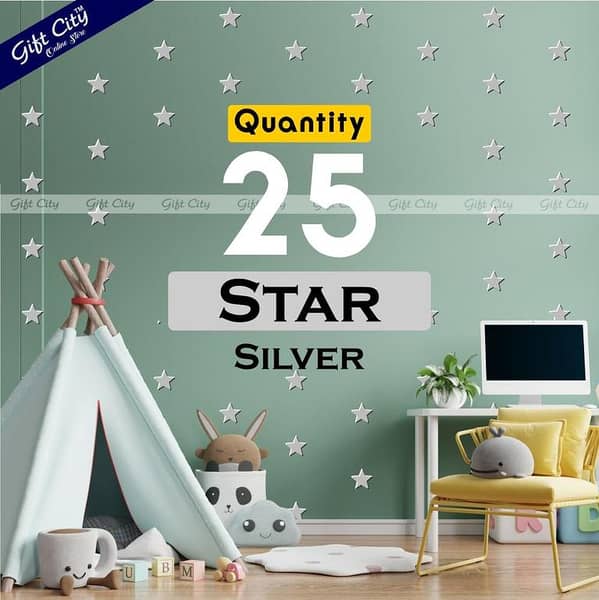 Gift City Silver Star Dots Wall Stickers - DIY for Bedrooms & Living Rooms - Self-Adhesive in Multiple Colors - Ideal for Kids' Spaces