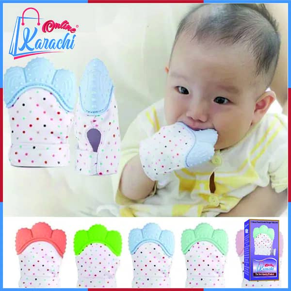 Online Karachi - 1 Piece Food Grade Finger Silicone Teether - Beautiful Glove Teether - Anti-bite Gloves Toddler Chew Toy Baby Teething Food Grade Silicone Teething Infant Mitten Teething Gloves