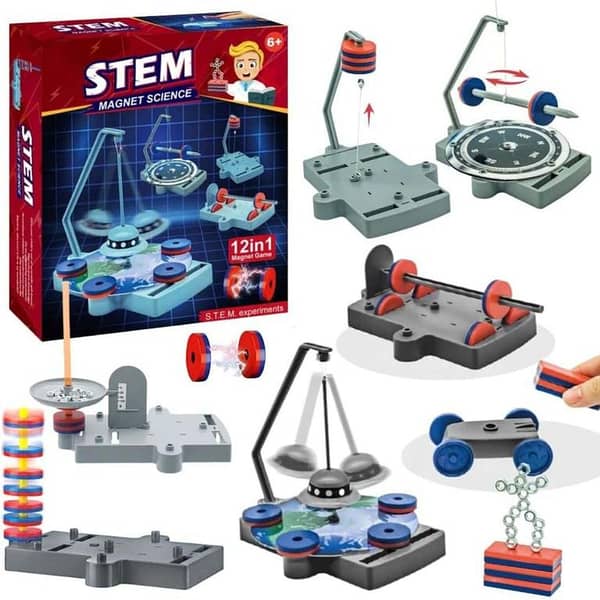 STEM KIT-Magnet Science 12 in 1 Magnet game/DIY science kit/Fun & learn Scientific STEM kit for kids