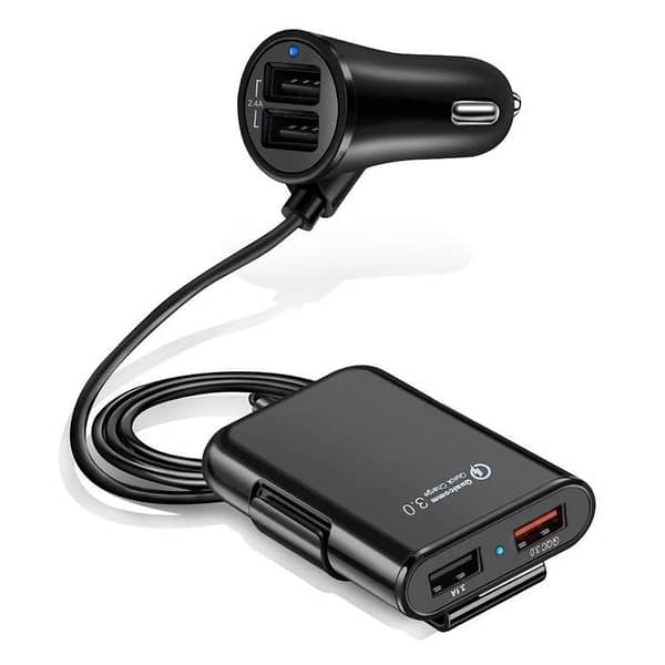 8A HMQ-C801 1.8m USB Car Charger with 4 Ports