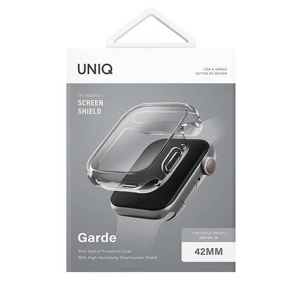 UNIQ Garde Protective Case with Screen Shield for Apple Watch Series 10 42MM - CLEAR
