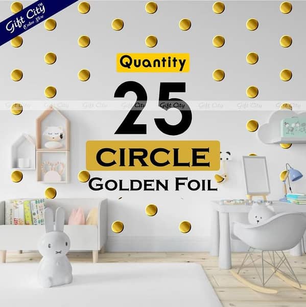Gift City Golden Foil Circle Dot Stickers for DIY Home Decor | Self-Adhesive in Multiple Colors