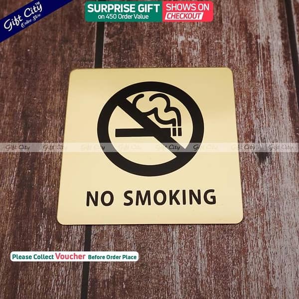 Golden Warning Sign Logo Mark Glue Sticker for Indoor Spaces by Gift City