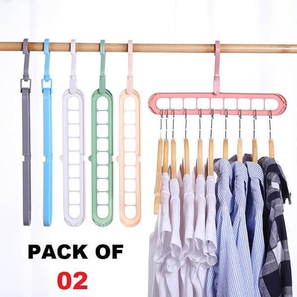 9-Hole 360 Degree Rotating Space-Saving Multi-Function Folding Hanger for Wardrobe and Clothes Drying