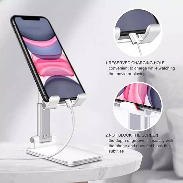 Adjustable Desktop Phone and Tablet Holder Stand for iPhone, iPad, Xiaomi, Samsung