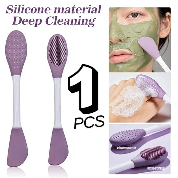Double Ended Silicone Face Mask Brush - Facial Cleansing and Skin Care Tool for Creams, Lotions, and Moisturizers