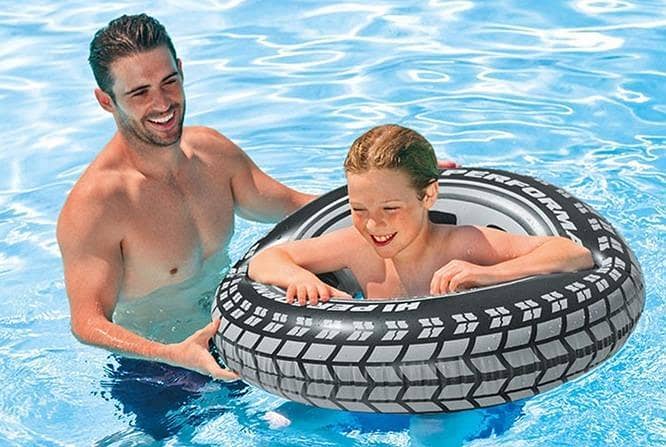 INTEX Giant Tire Tube 36-Inch Inflatable Swim Ring for Kids (9+ Years) - Model 59252