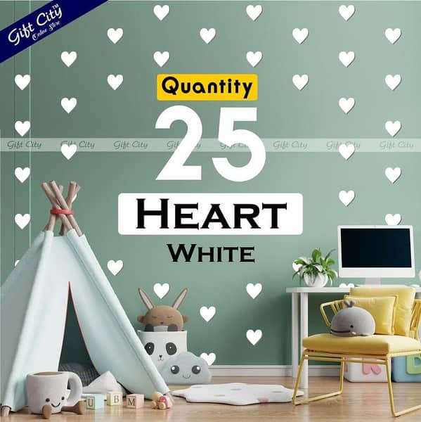 Gift City White Heart Shaped Dots Wall Decals | Self-Adhesive DIY Decor for Bedrooms & Living Rooms | Available in Multiple Colors